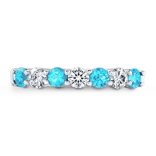 14K Gold Alternating Blue Topaz & Diamond Ring