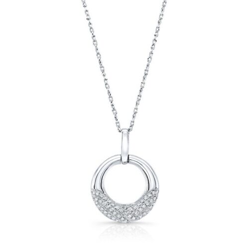 14K Gold 0.20 CT Circle Puff Diamond Necklace