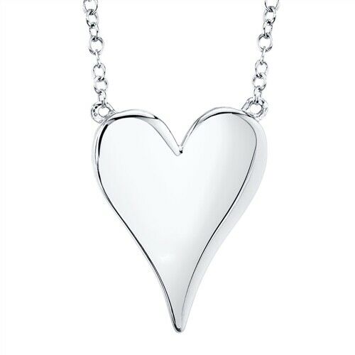 14K Gold 0.20CT Diamond Heart Pendant Necklace Pave Round Cut Natural
