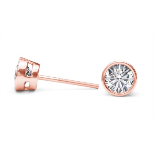 14K Gold 0.80 CT Diamond Screw Back Stud Earrings