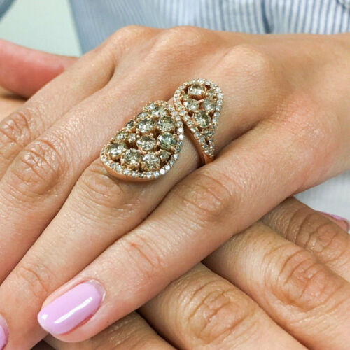 14K Gold 3.72CTFancy Color Diamond Wrap Ring Paisley Snake Round Cut Brown
