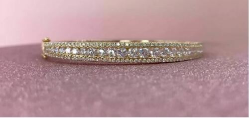 14K Gold 2.75 CT Channel Set Round Diamond Bangle Bracelet Womens