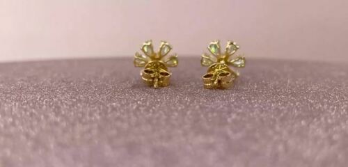 14K White Gold Pear Diamond Stud Flower Earrings Natural 1.10 CT Womens Round