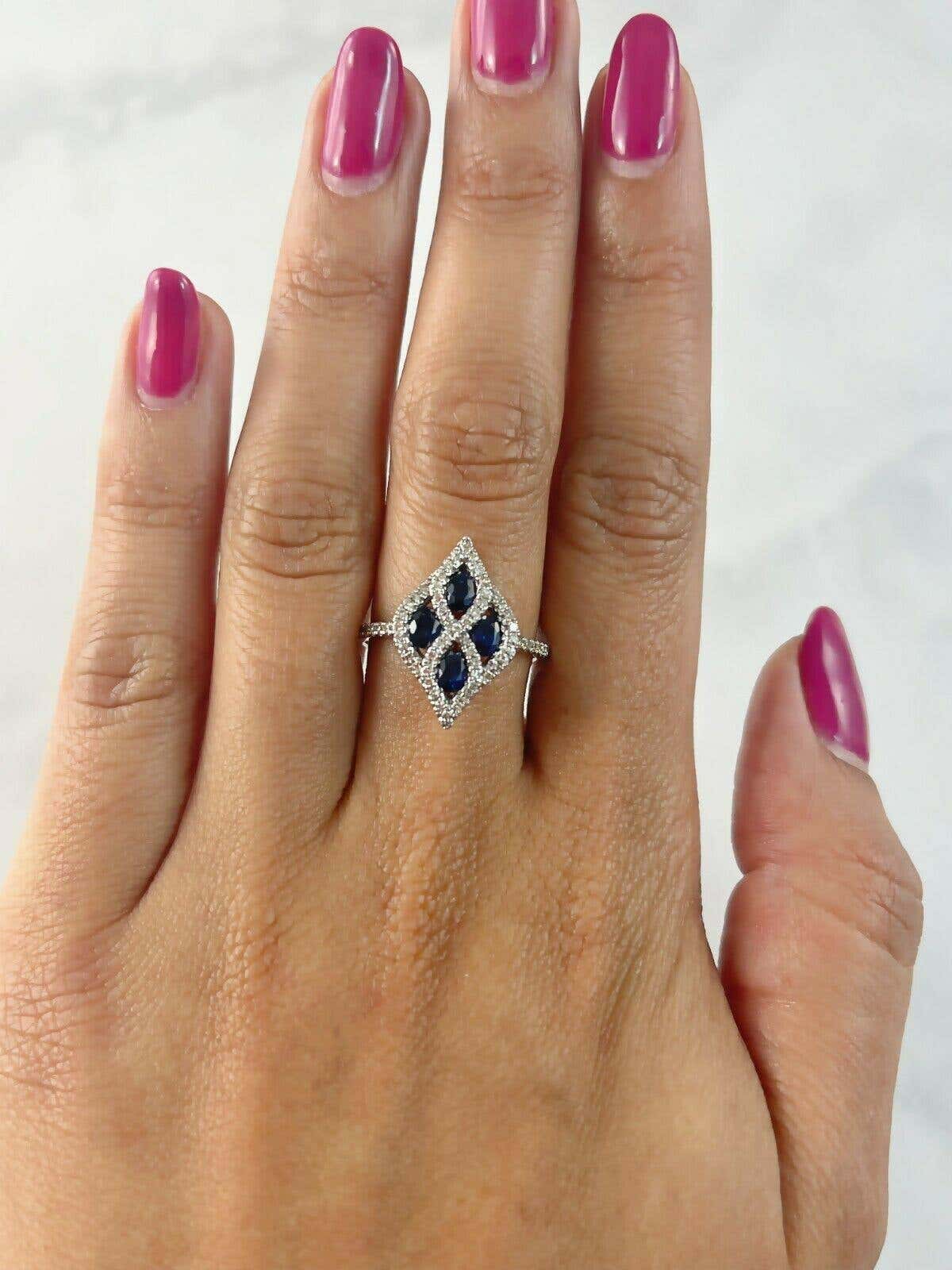14K White Gold 1.09 TCW Oval Cut Sapphire Pave Diamond White Gold Engagement Ring