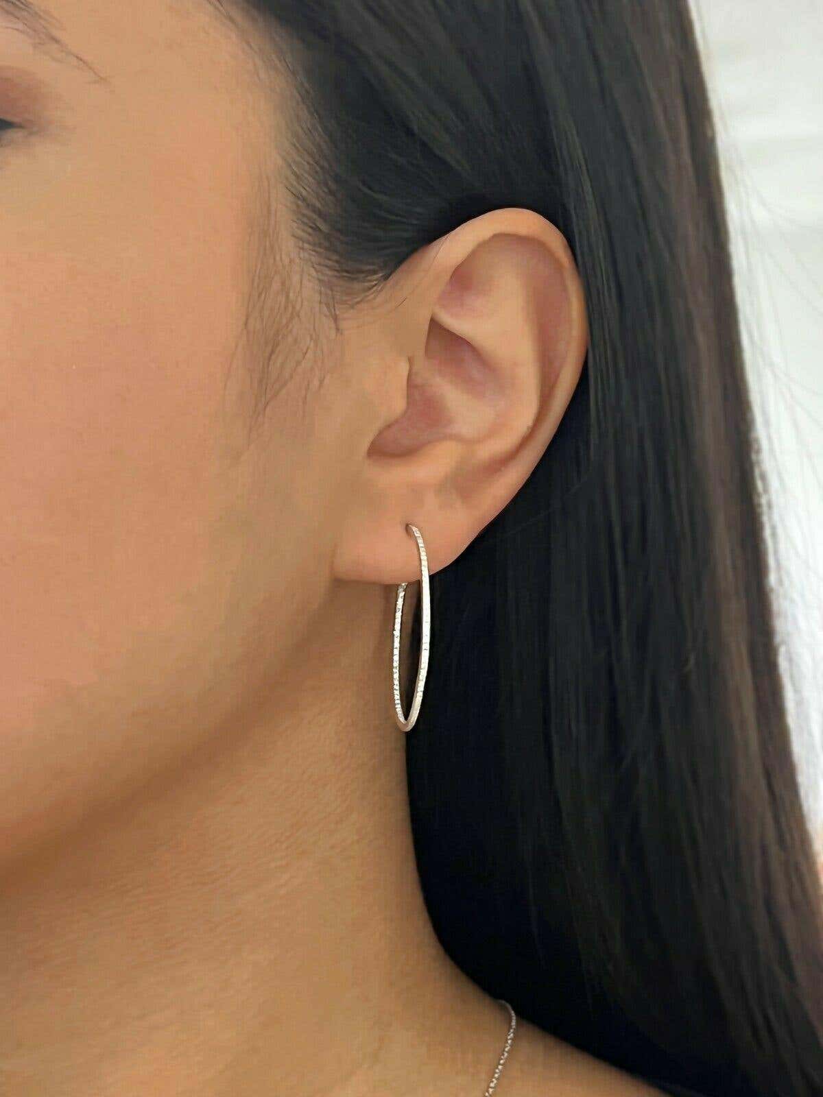 Inside Out 0.40 Total Carat Round Diamond White Gold Hoop Earrings