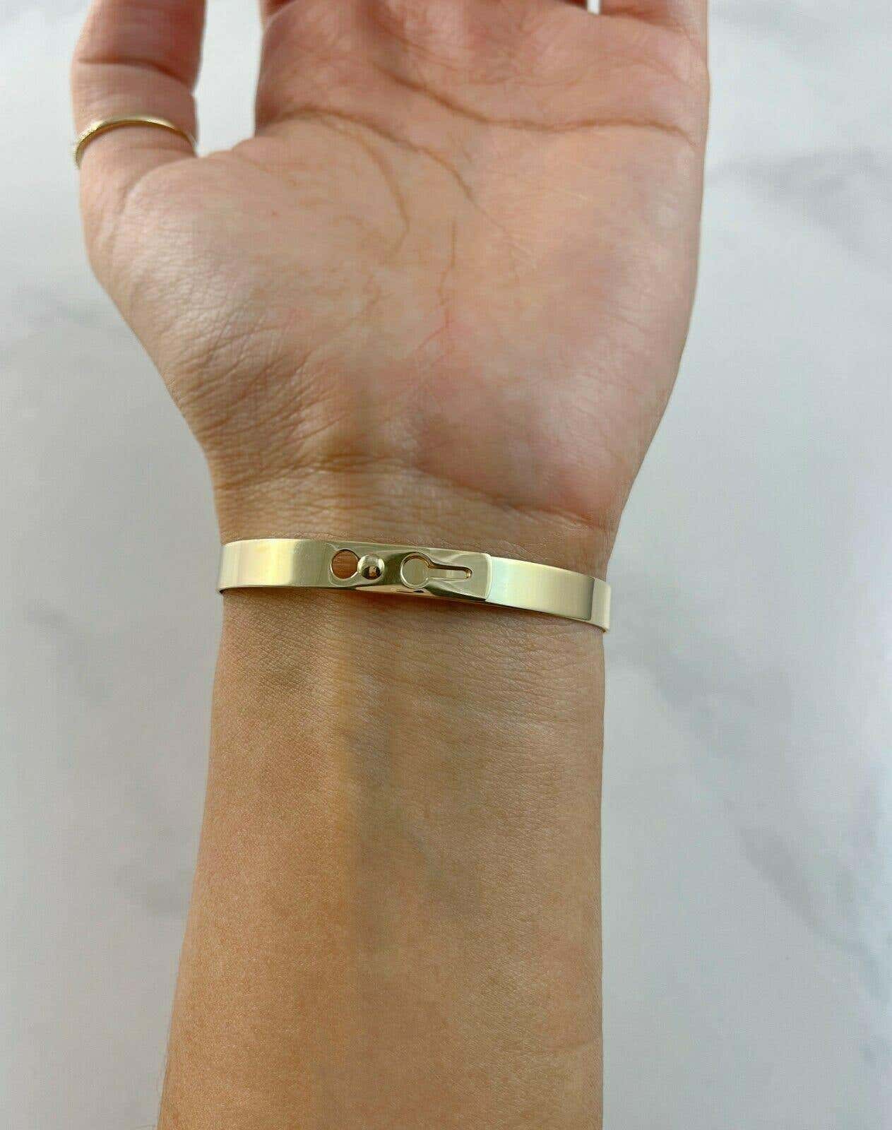 Marquise Cut Diamond 0.41 TCW Yellow Gold Adjustable Latch Lock Bangle Bracelet
