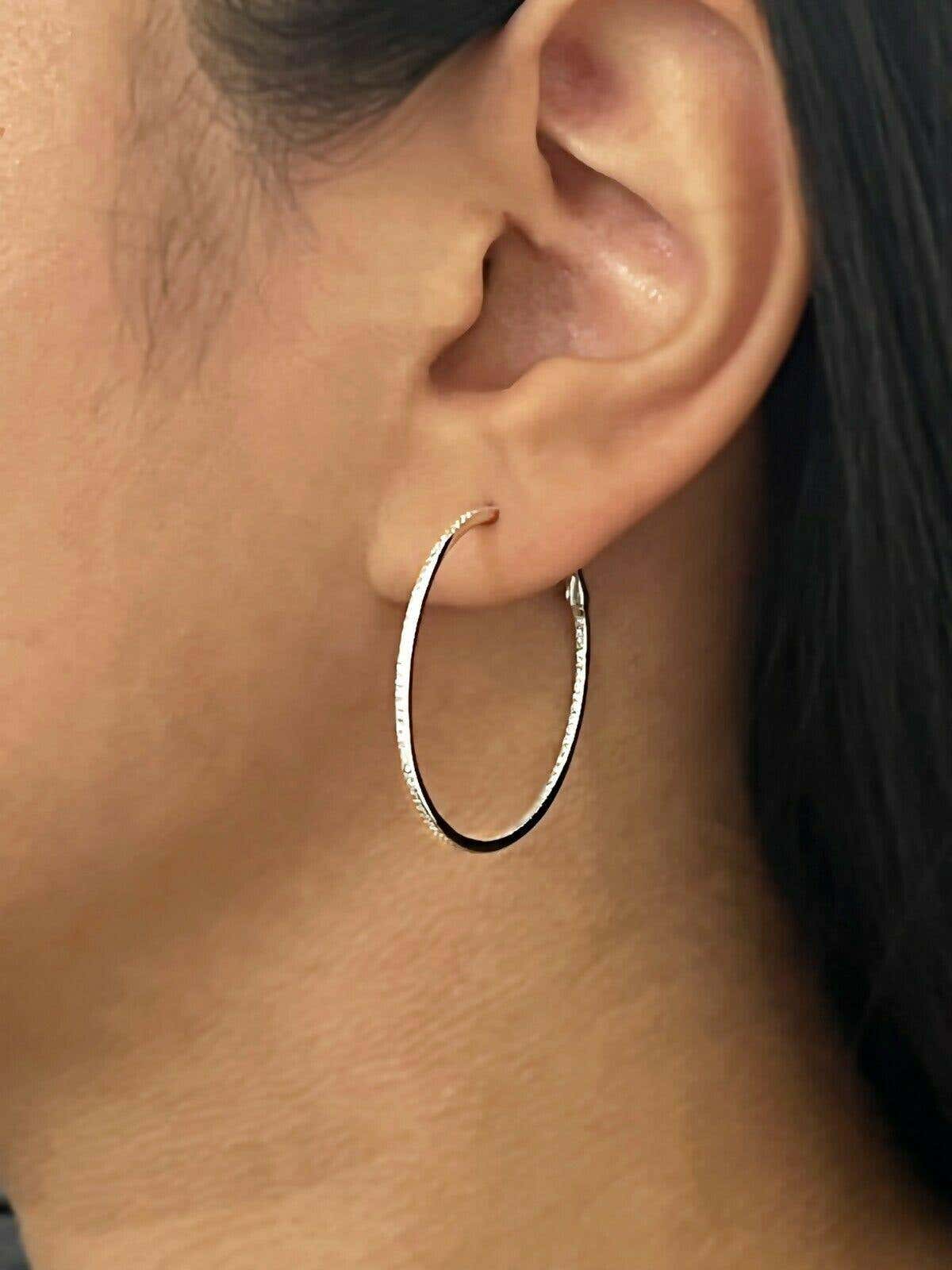 Inside Out 0.40 Total Carat Round Diamond White Gold Hoop Earrings