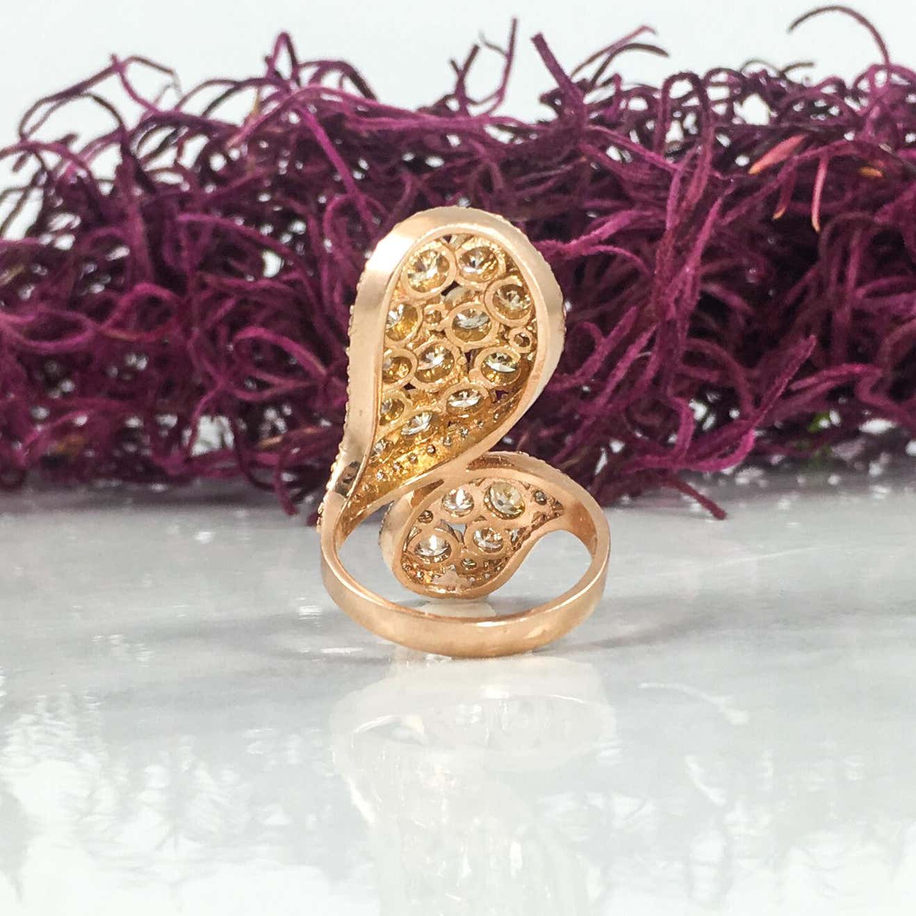 Fancy Brown 3.72 Total Carat Brown Diamond Rose Gold Paisley Snake Wrap Ring