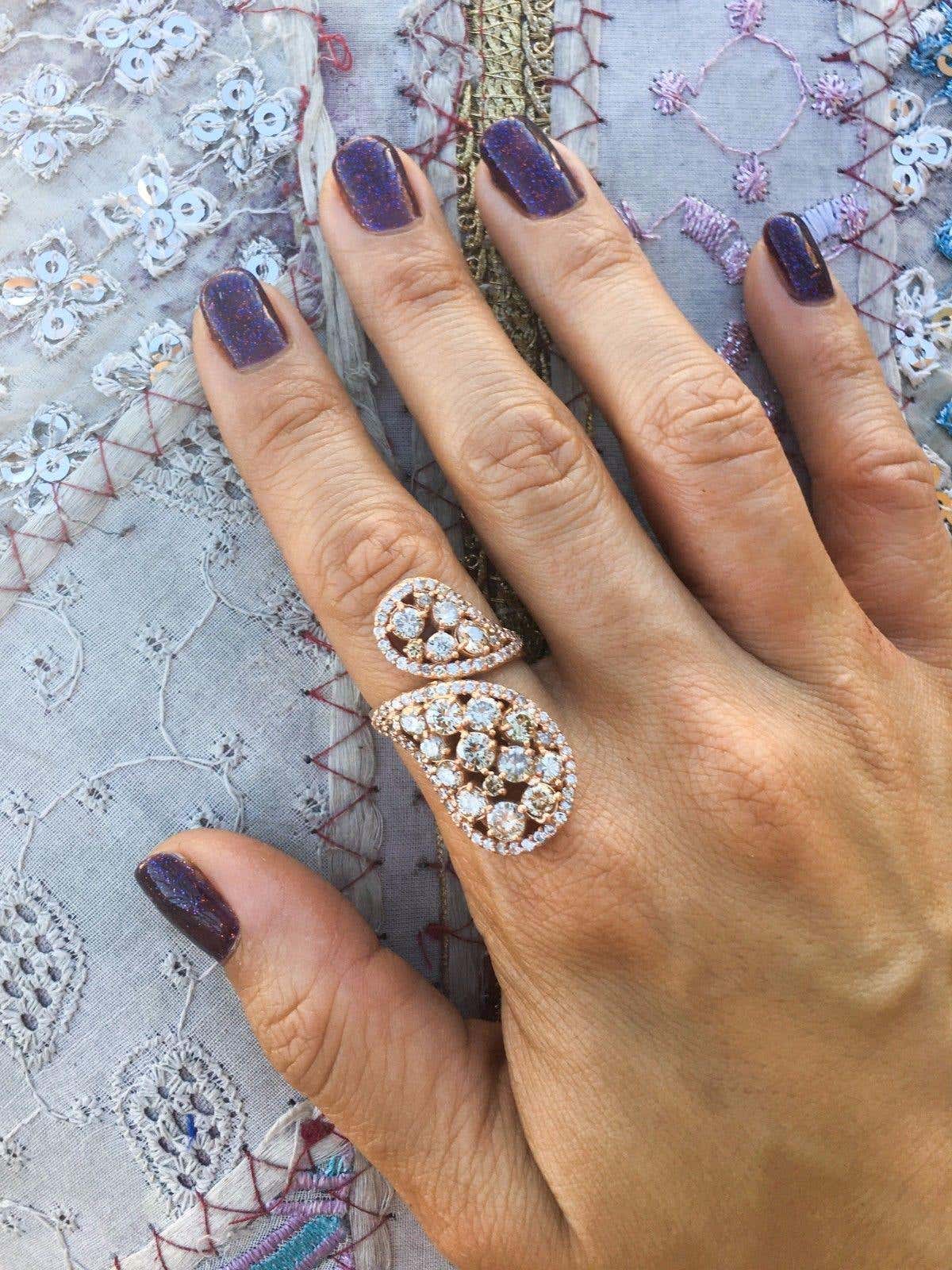 Fancy Brown 3.72 Total Carat Brown Diamond Rose Gold Paisley Snake Wrap Ring
