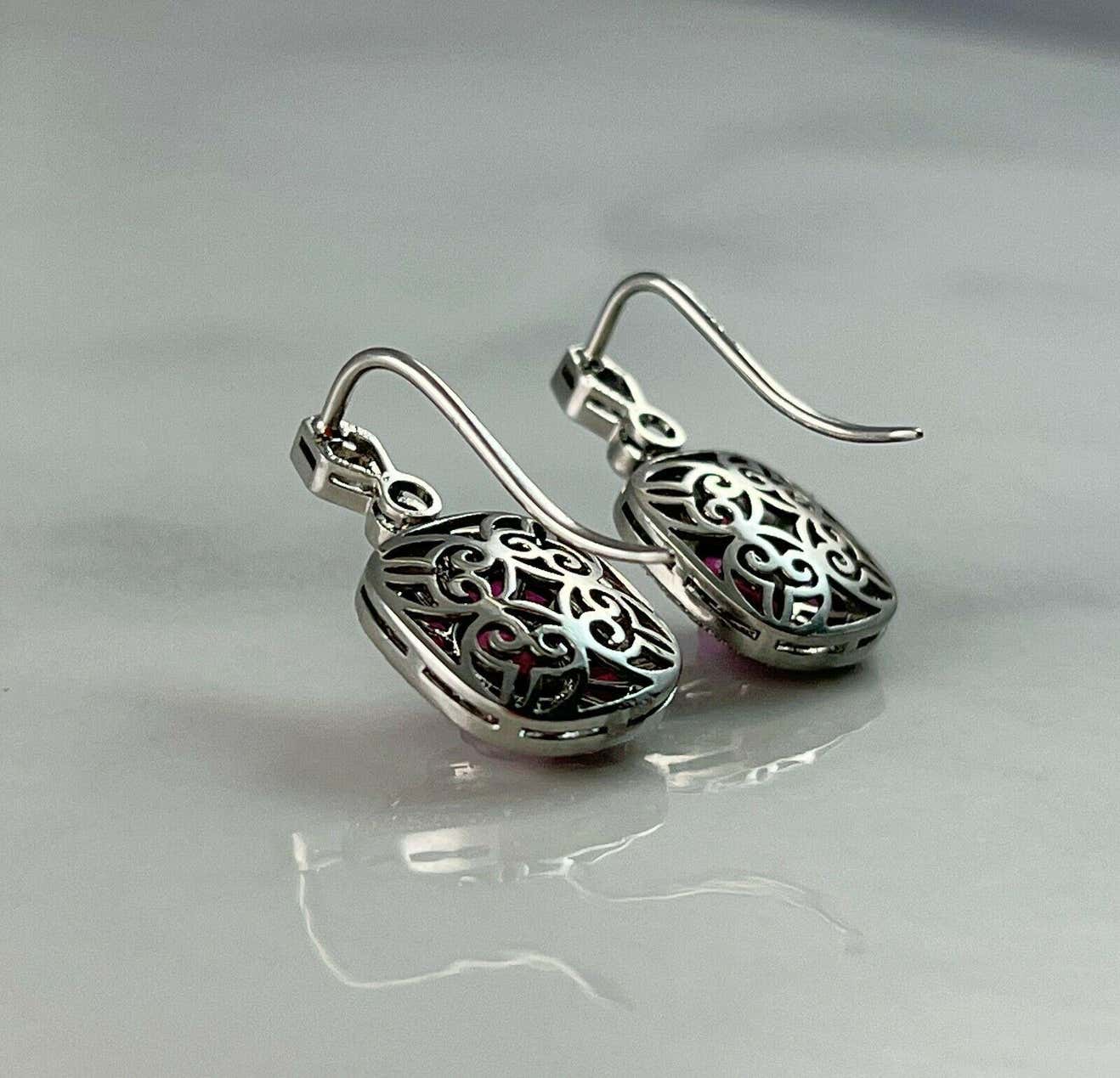 Art Deco Ruby Diamond Platinum Earrings