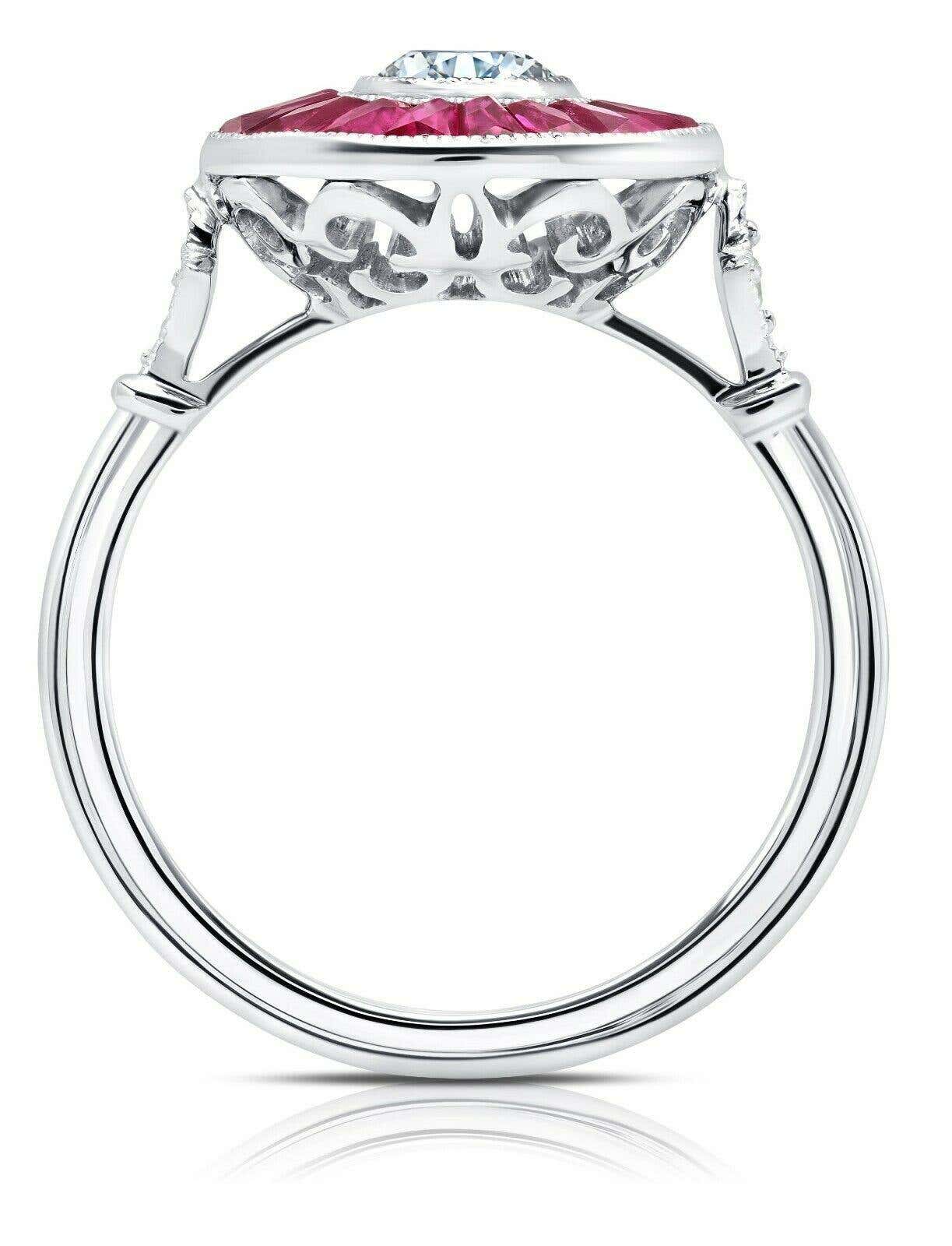 Art Deco Diamond Baguette Ruby Platinum Engagement Ring